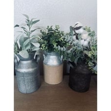 3 Farmhouse Metal Eucalyptus Cotton Lamb’s Ear Greenery Decor