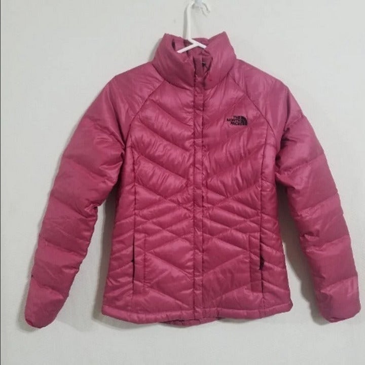North Face Womens Small Quilted Jacket Goose Down Pink Ladies Winter Puffer Coat