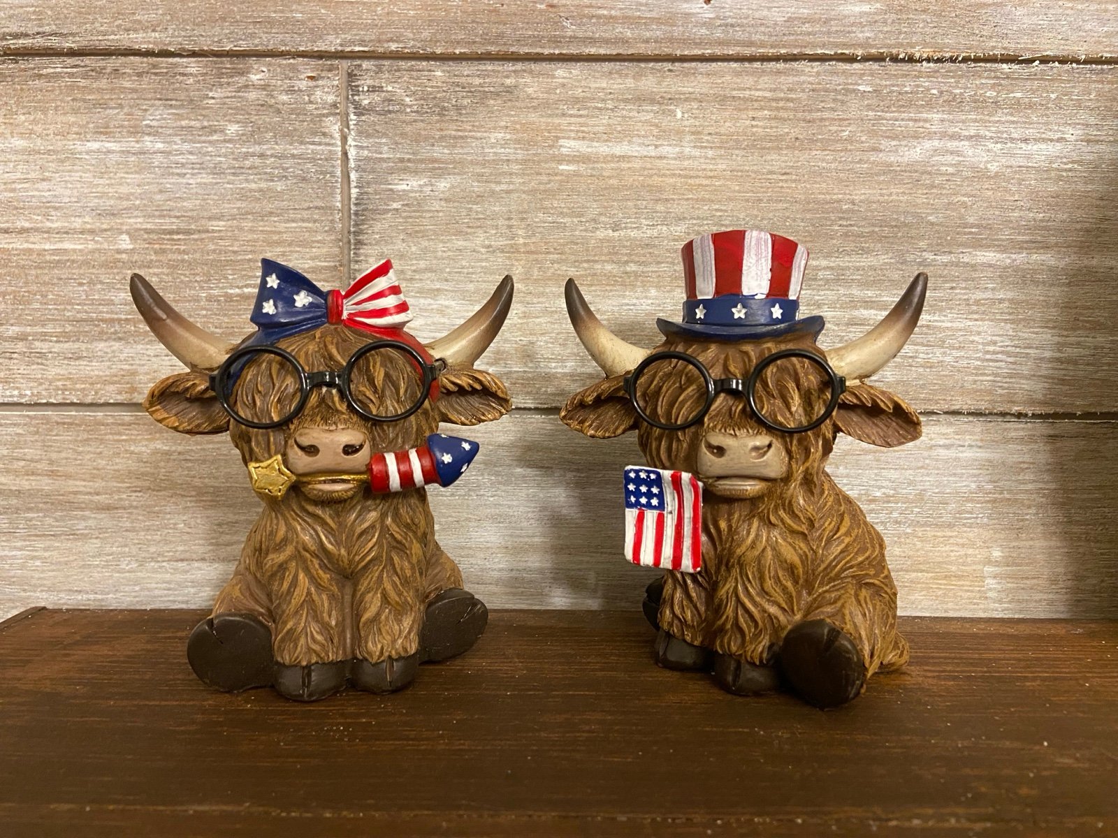 4th Of July Highland Cow Resin Figurine Set!!!