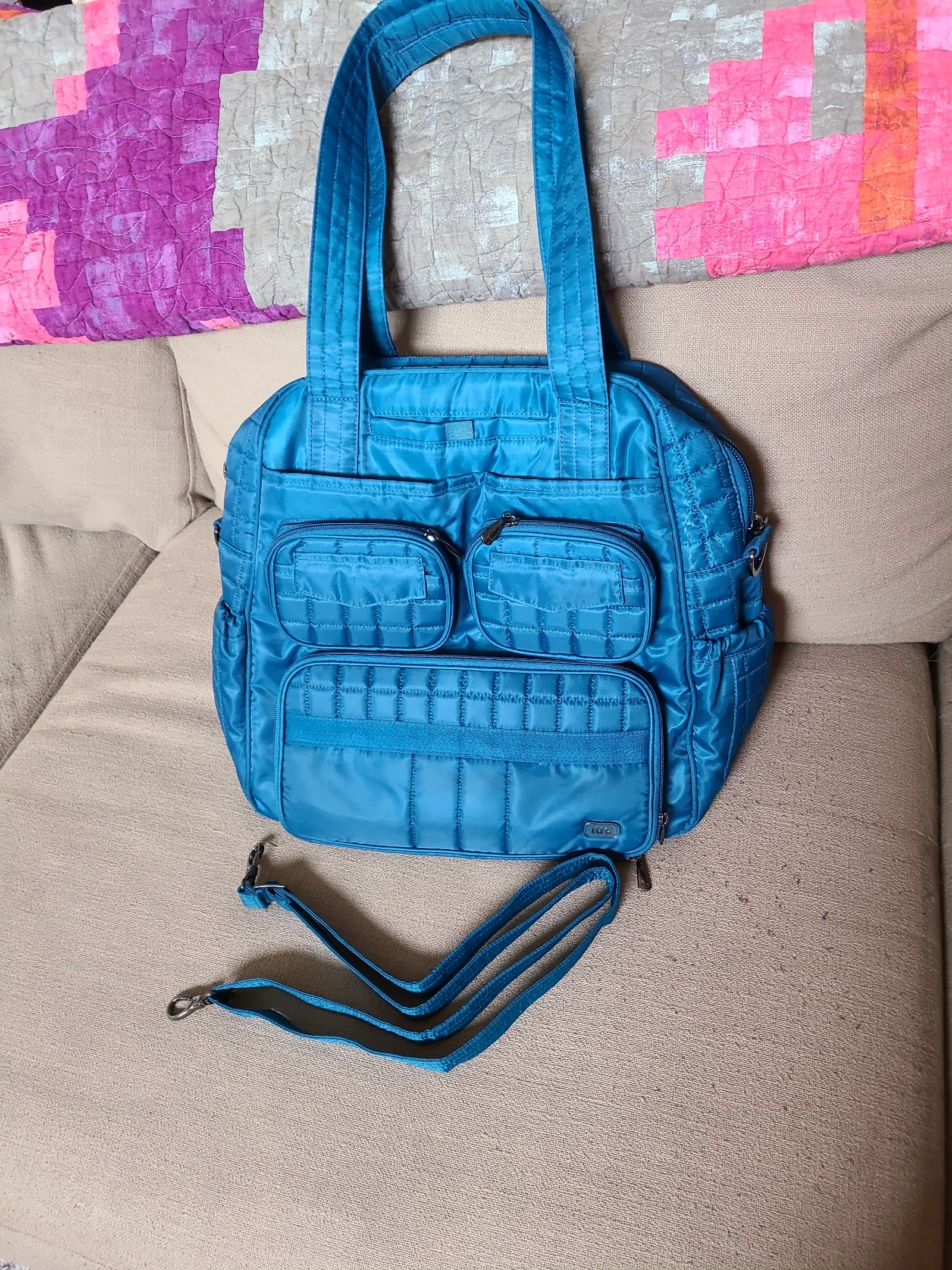 Lug Puddle Jumper Teal quilted tote bag purse