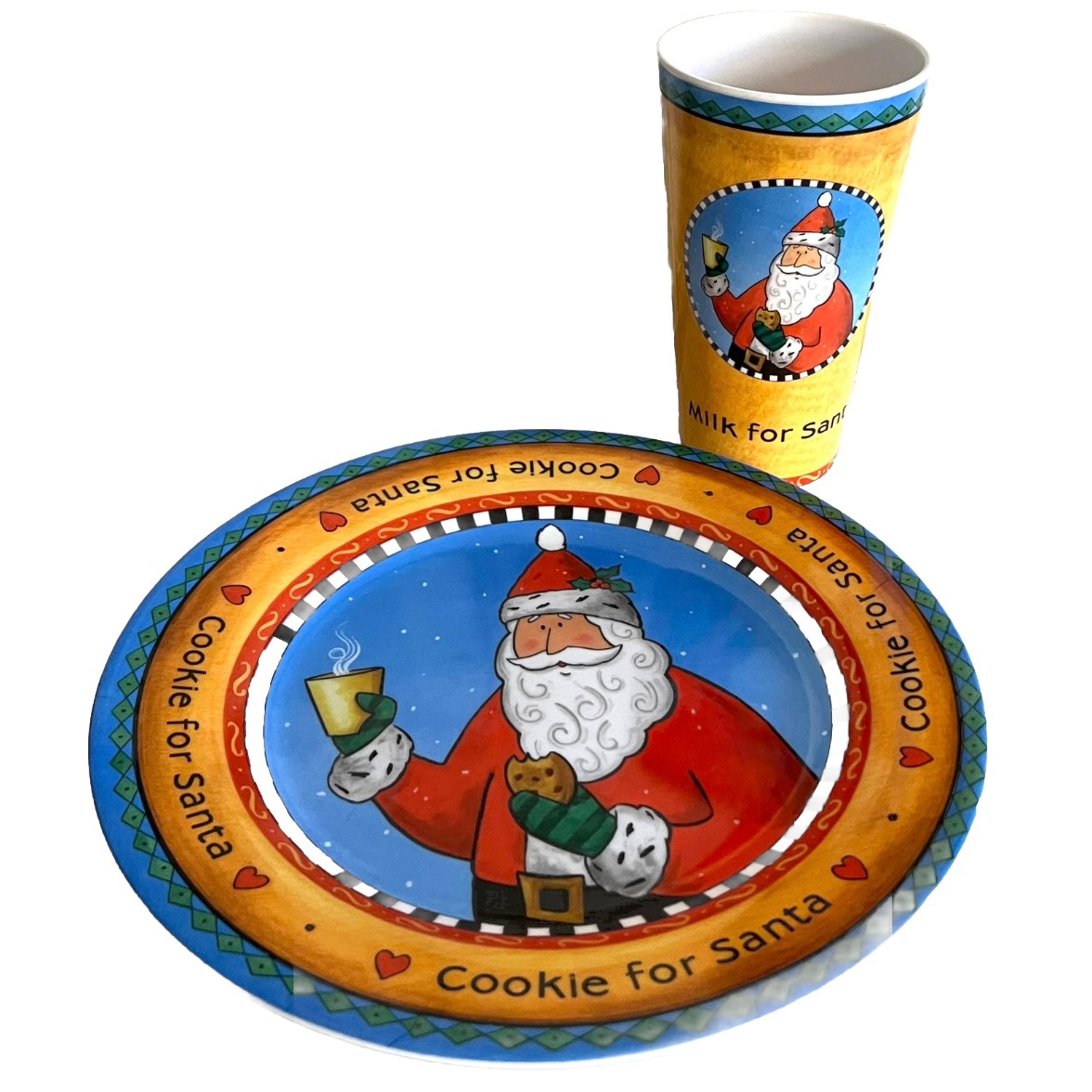 Fourstar Vintage Cookies for Santa Set- Plate and Cup Melamine