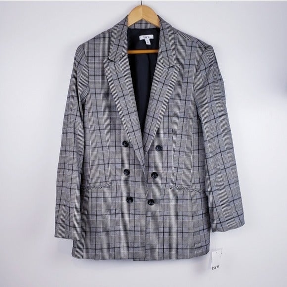 Bar III black ivory plaid blazer