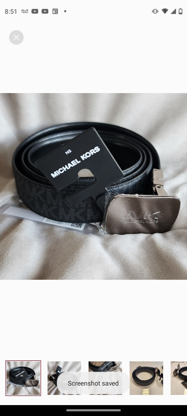 Michael kors men's metal logo printed belt