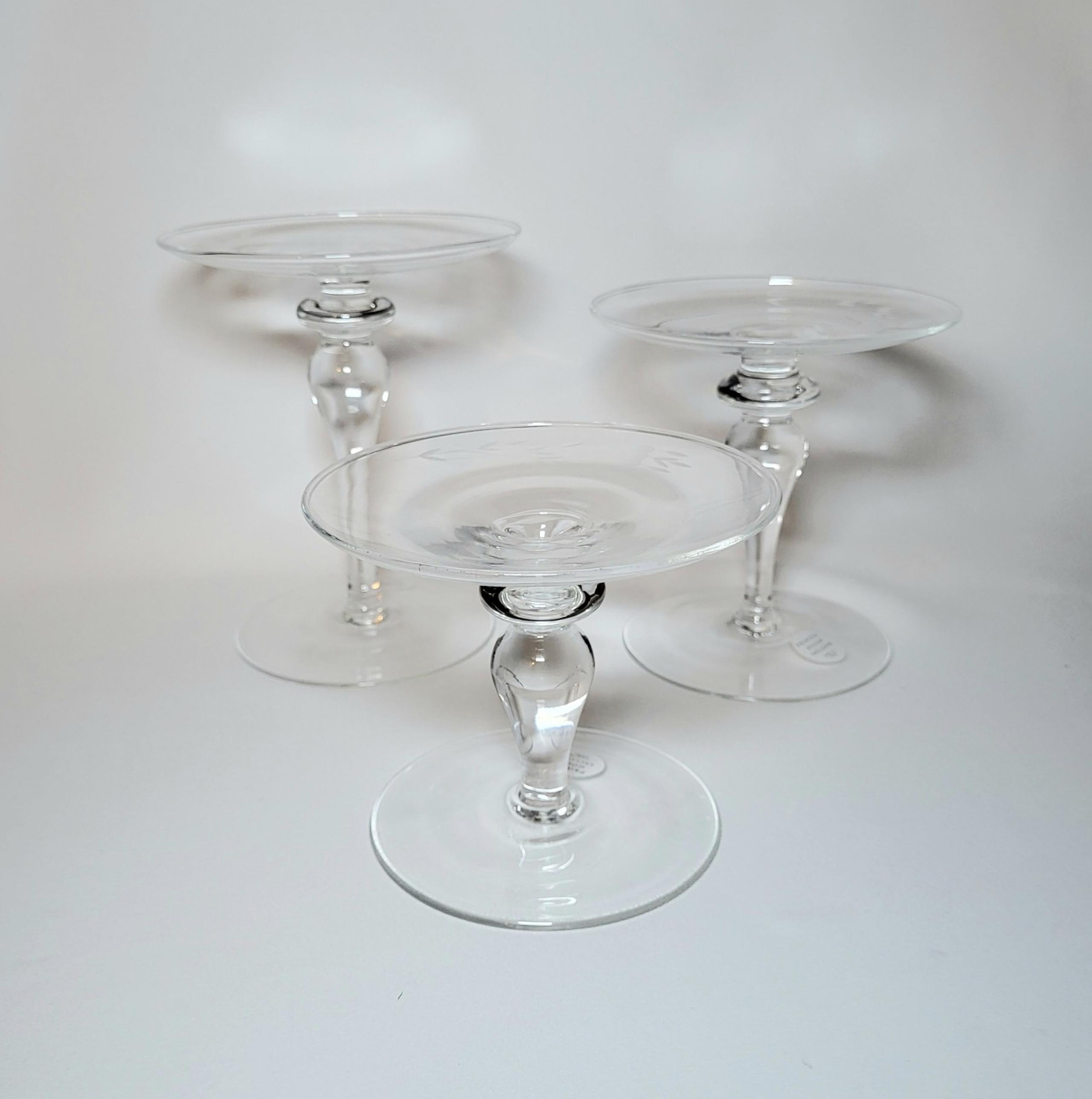 Princess House "Heritage" Floral Etched Crystal Pillar Candle Holder Set of 3