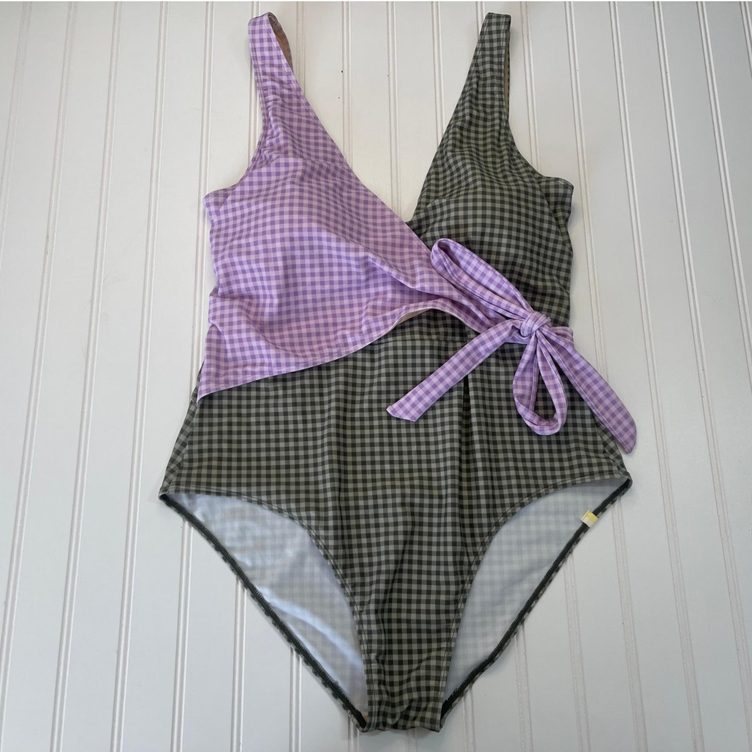 Summersalt The Perfect Wrap One Piece Purple Green Swimsuit - Size Women's 14