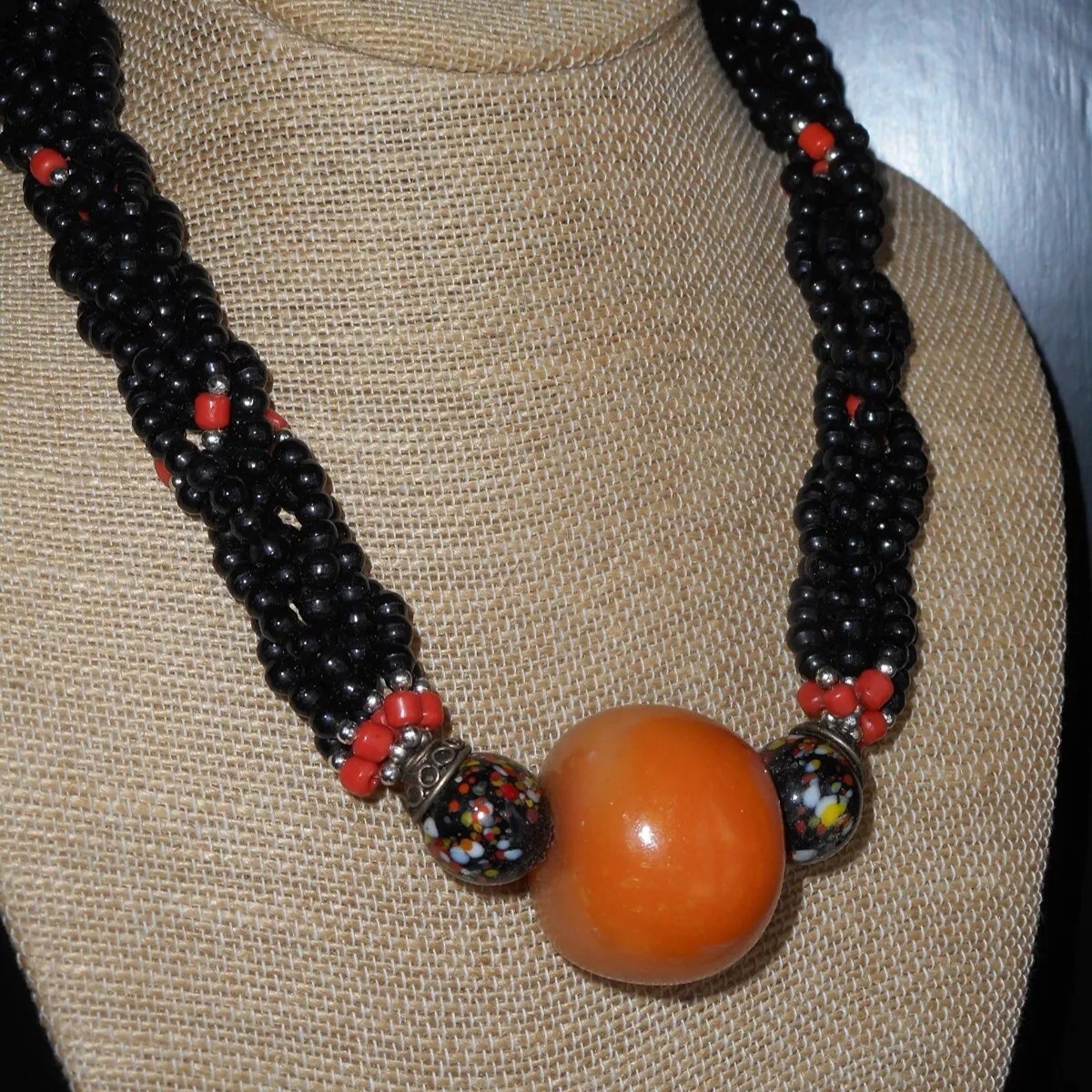 Vintage Amber Bakelite Faturan Bead African Trade Bead Necklace