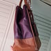 Sachel by Tignanello Purple Tan Leather with Faux Trim Silvertone Hardware