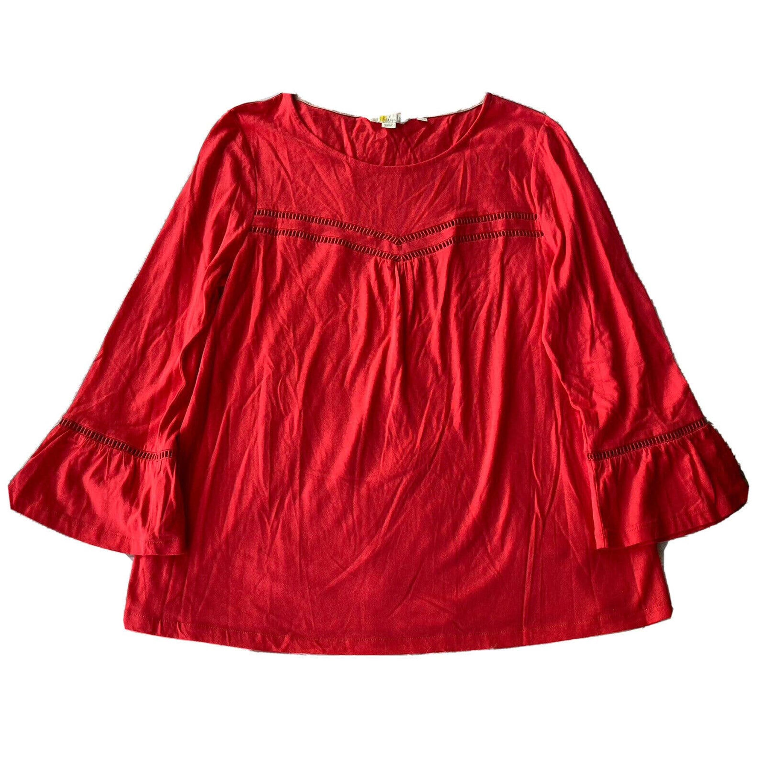 Boden Women's Blouse Top Red Bell Sleeve US Size 10 UK Size 14 Casual Festive