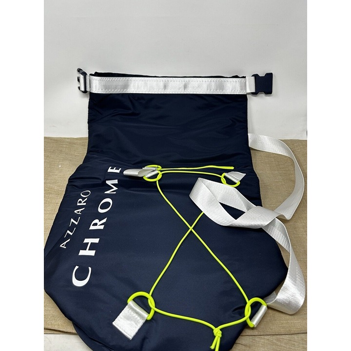New Azzaro Chrome Men's Weekender 26” Blue Bag Gym Buckle Neon Green Straps
