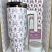 1-NIB HYDRAPEAK LIMITED EDITION VINTAGE PINK BOW FLORAL VOYAGER TUMBLER