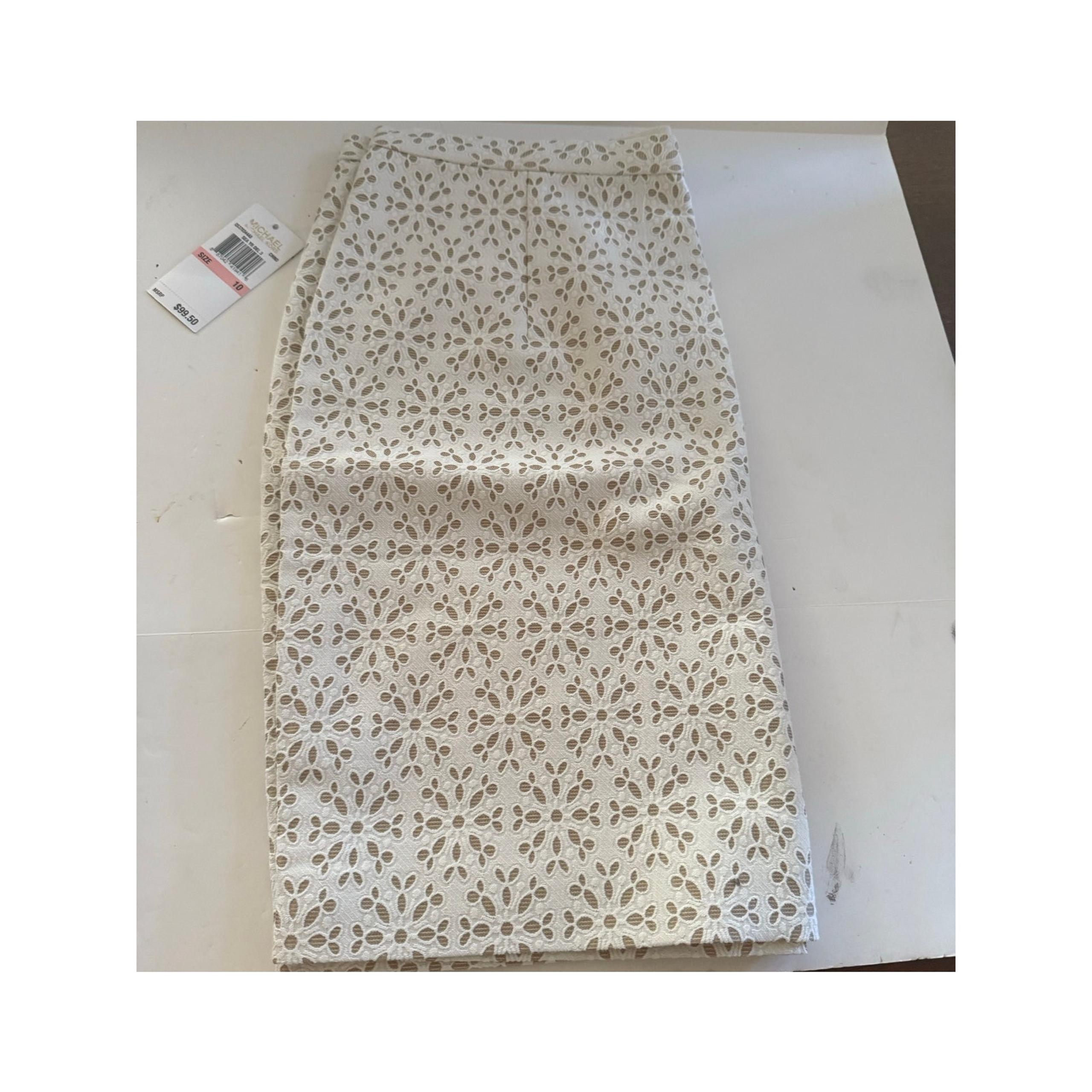 $100 NWT Knee Length White Eyelet Pencil Skirt Women's 10 - MICHAEL Michael Kors
