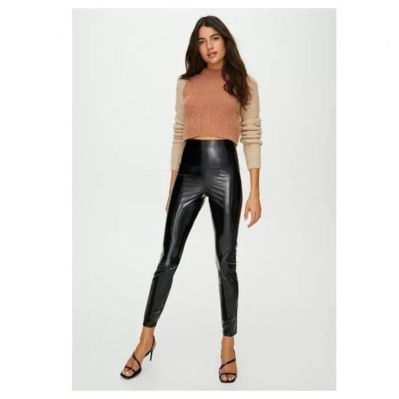 Wilfred Women's Vegan Leather Daria Leggings High Rise Black Size Small