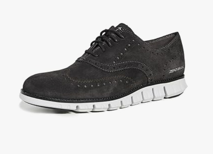 COLE HAAN Men's ZEROGRAND Wingtip Oxford Midnight Grey Suede C30273 Size 10.5