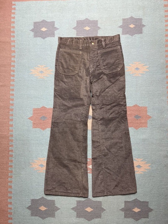Vintage 70s corduroy bell bottoms flare pants velour moleskin soft hippie 30x29