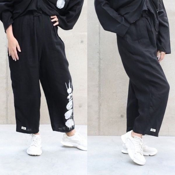 Artelier MiiN Accent Pants Women’s Size 2 Black 100%Linen Trouser Black White