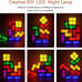Night Light for Kids, Stackable LED 7 Colors 3D Puzzles Night Light Induction