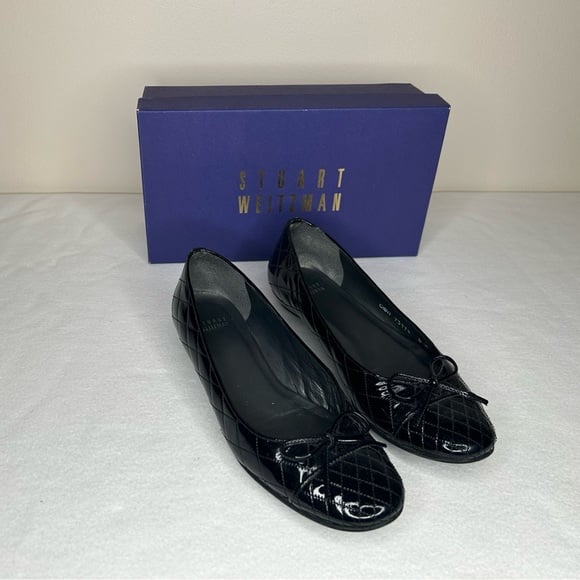 Stuart Weitzman Black Quilted Ballet Flats