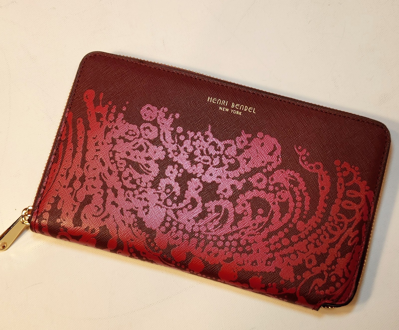 Henri Bendel Maroon Zippy Wallet