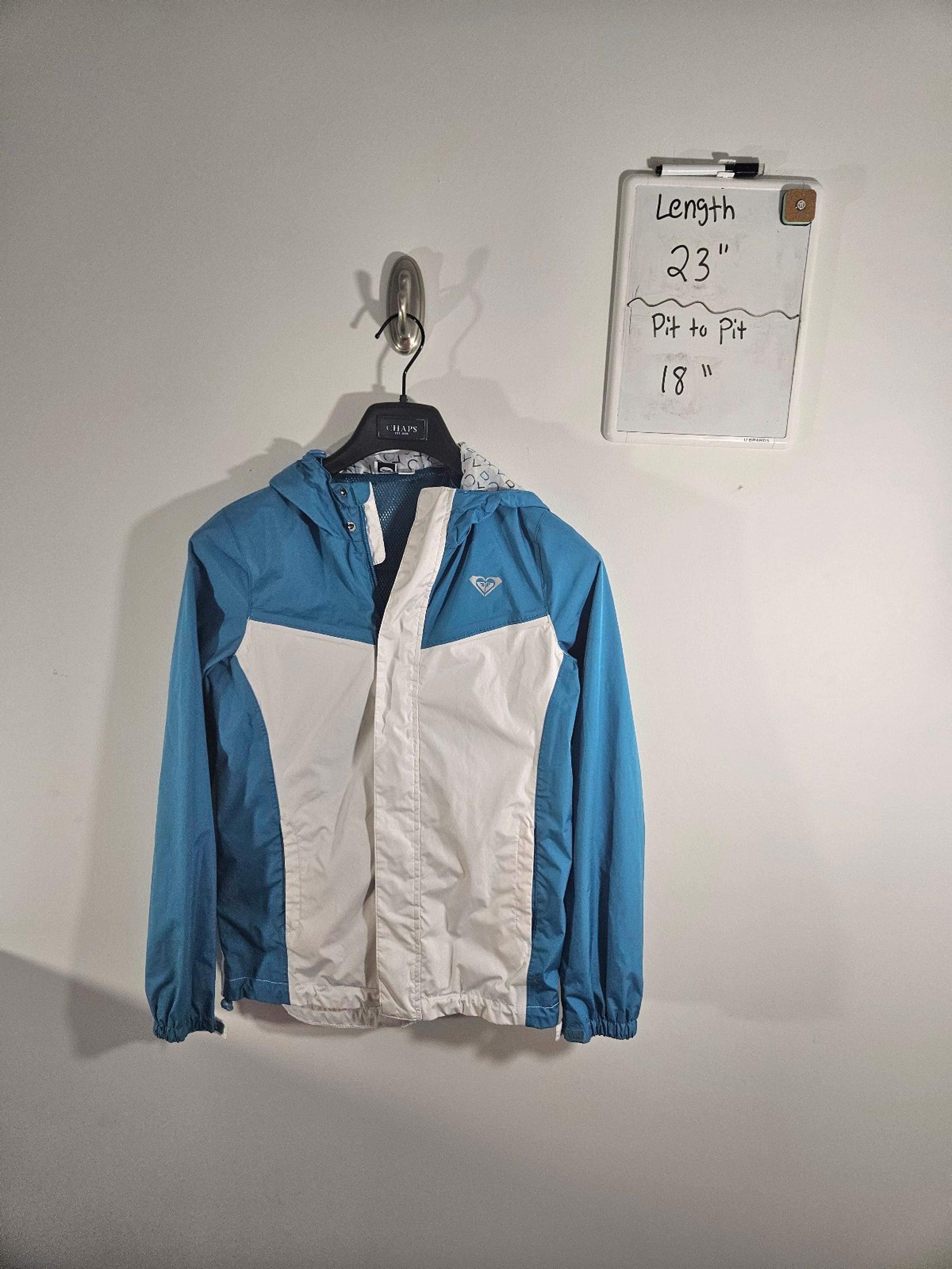 Women's Roxy Teal & White Full Zip Hooded Light Jacket!