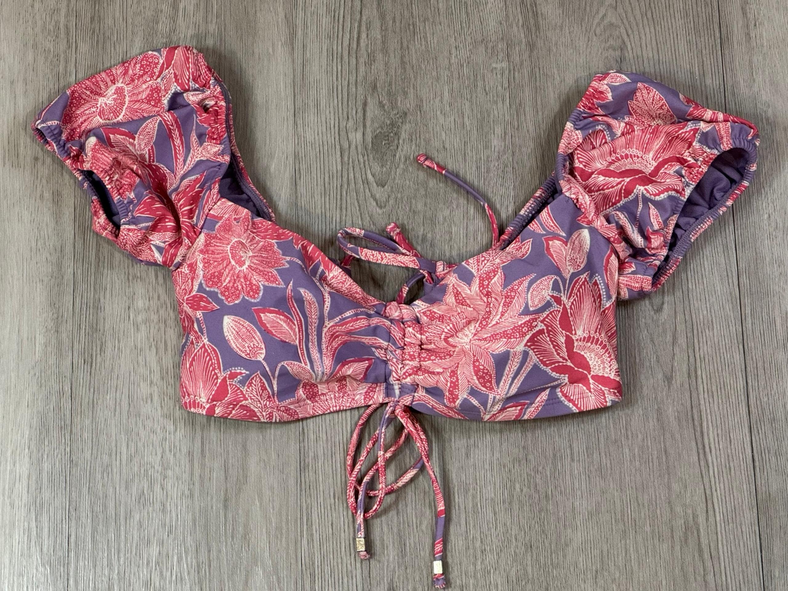Time And Tru Women’s Pink And Purple Off Shoulder Bikini Swim Top Medium 8/10