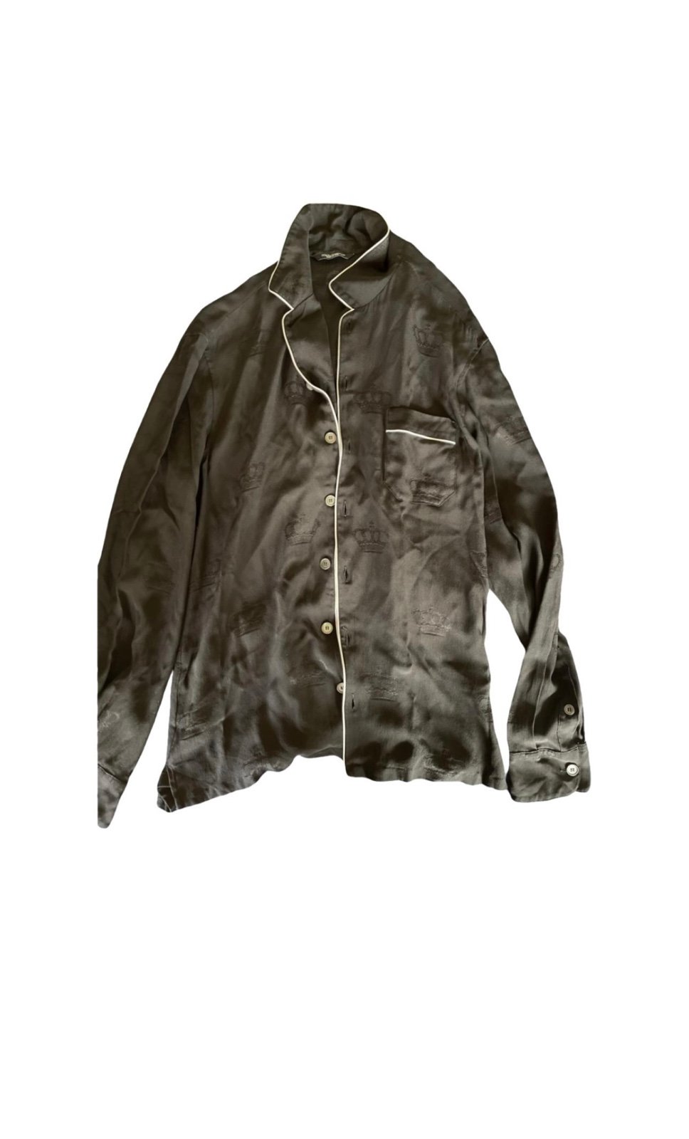 Dolce Gabbana silk crown embroidered shirt men