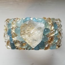 The Mystic Aquamarine Brass Cuff