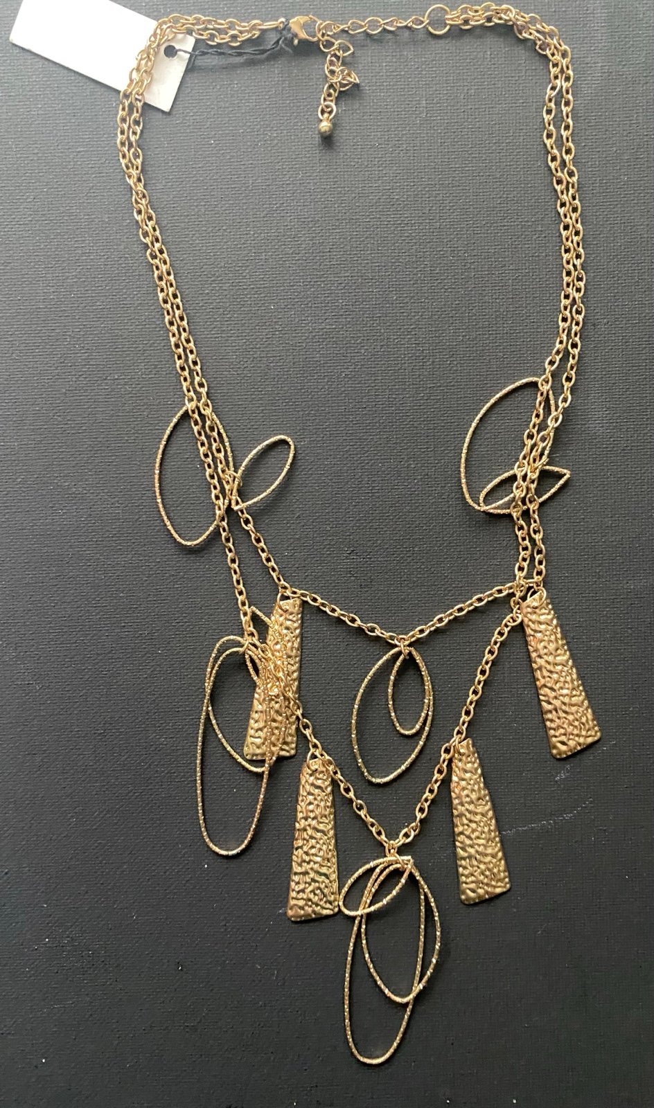 Madeline Golden Tone Double Chain Drape Statement Necklace 21”