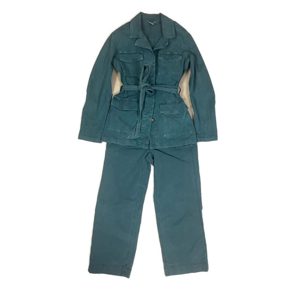 Duluth Trading Co. Women's Ripstop Teal Tie Waist Jacket Pants Set- Size XS