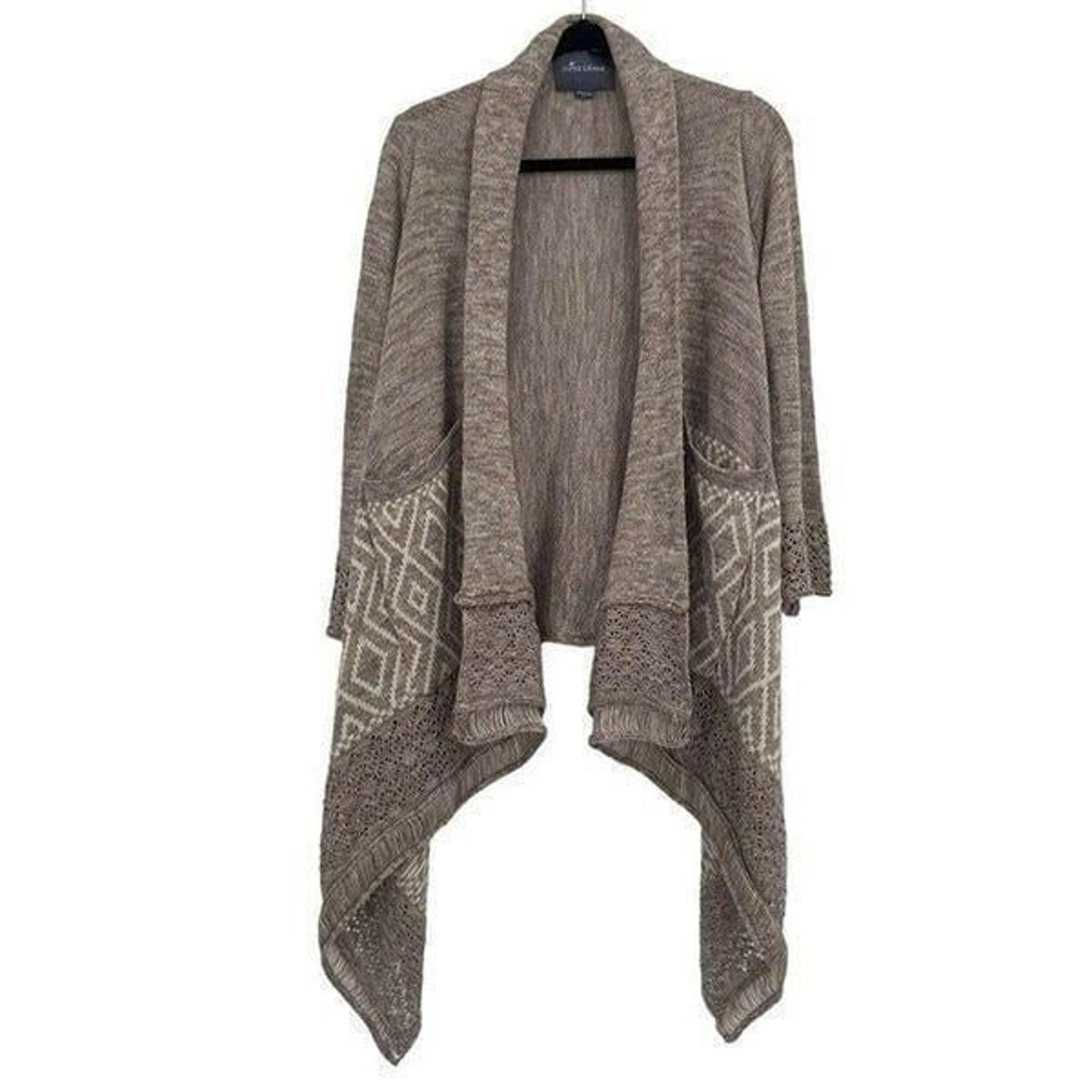 Paper Crane Tan & Aztec Waterfall Cardigan Sweater Small