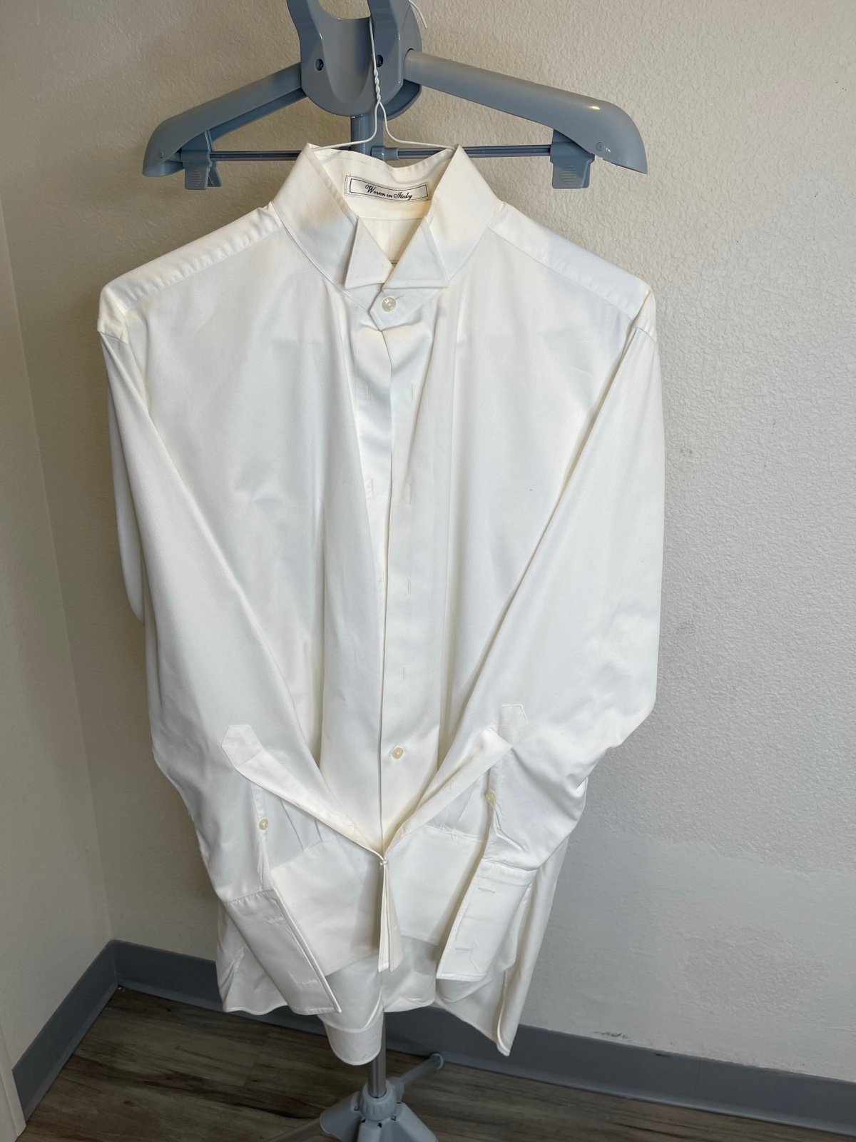 Robert Talbott Protocol Dress Shirt size 16.5 & 33 White Woven In Italy .