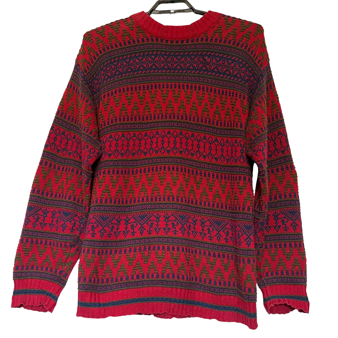 Christian Dior Monsieur Cotton Mens Sweater Sz Large Geometric Dark Red Grandpa