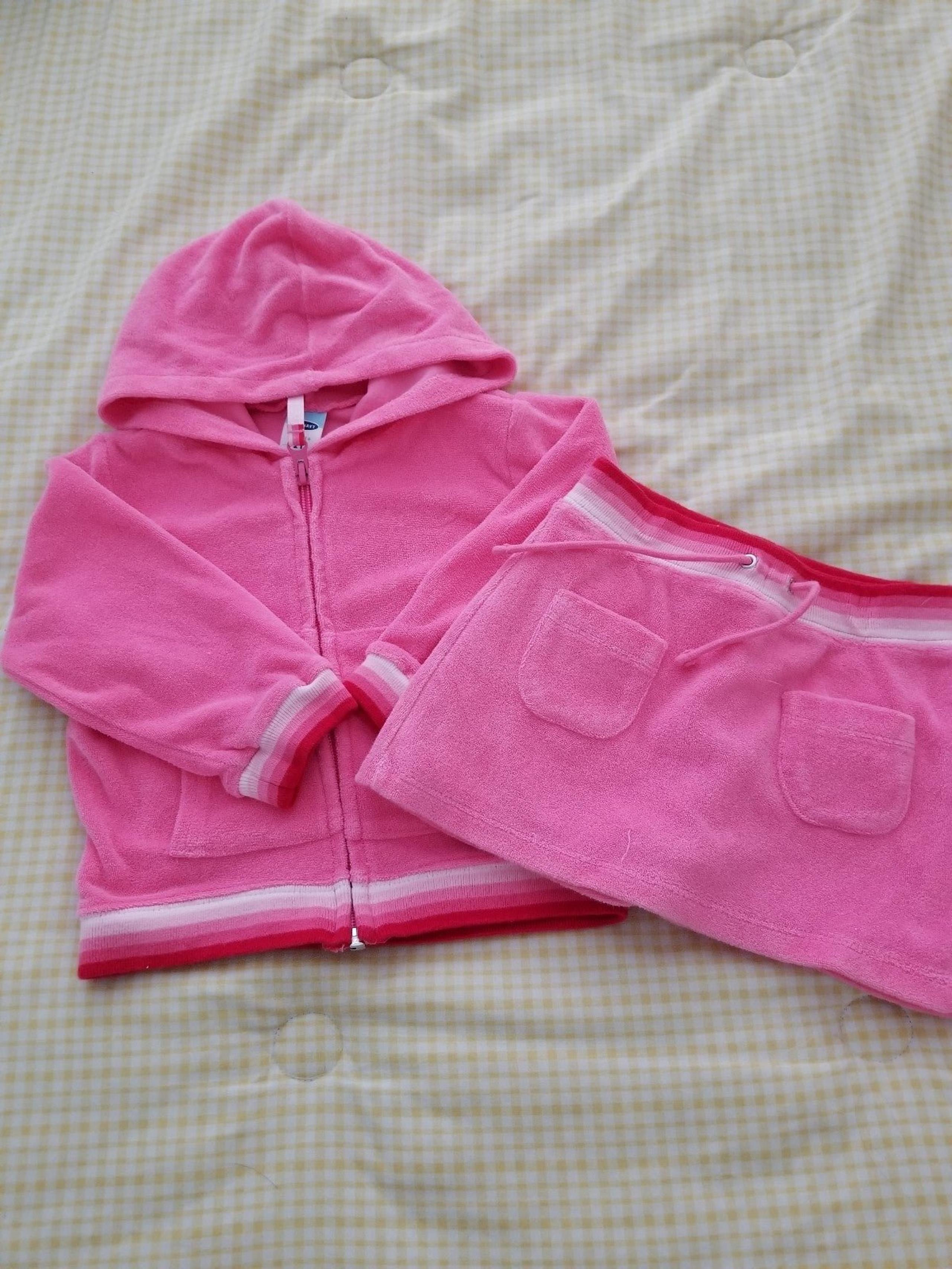 Vintage NWT Old Navy Girls Pink Terrycloth 2-piece Skort & Jacket Outfit