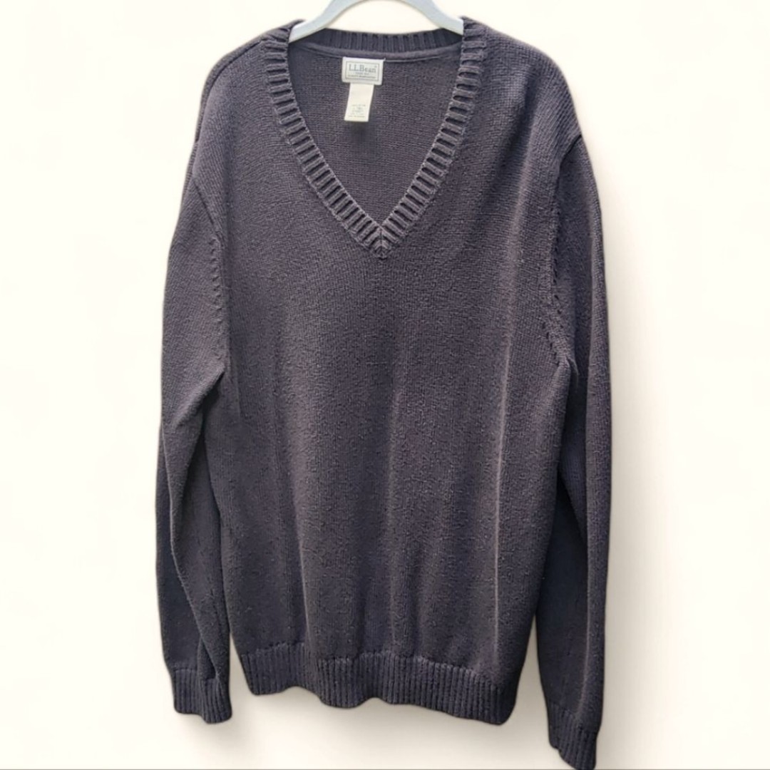 LL Bean 100% cotton v-neck sweater. Size large tall. Fall winter natural outdoor