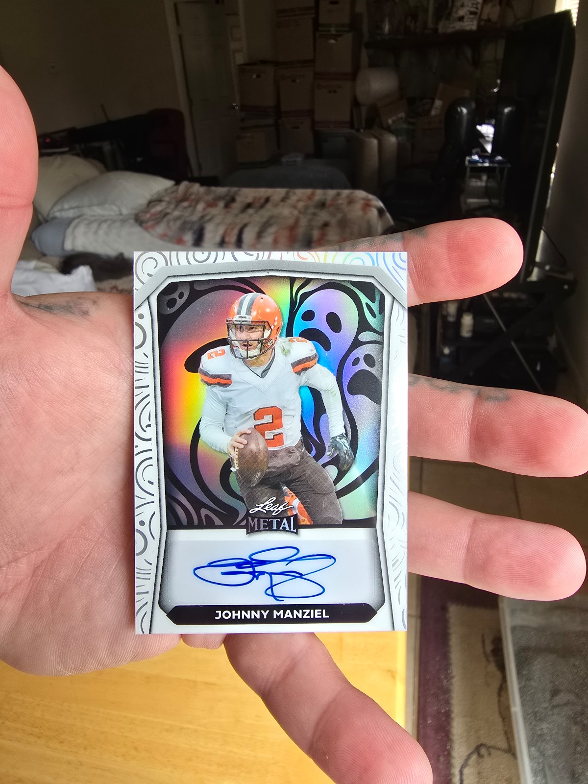 2024 Leaf Metal Johnny Manziel Ghosts Auto #HA-JM4 1/2 - Browns - Mint