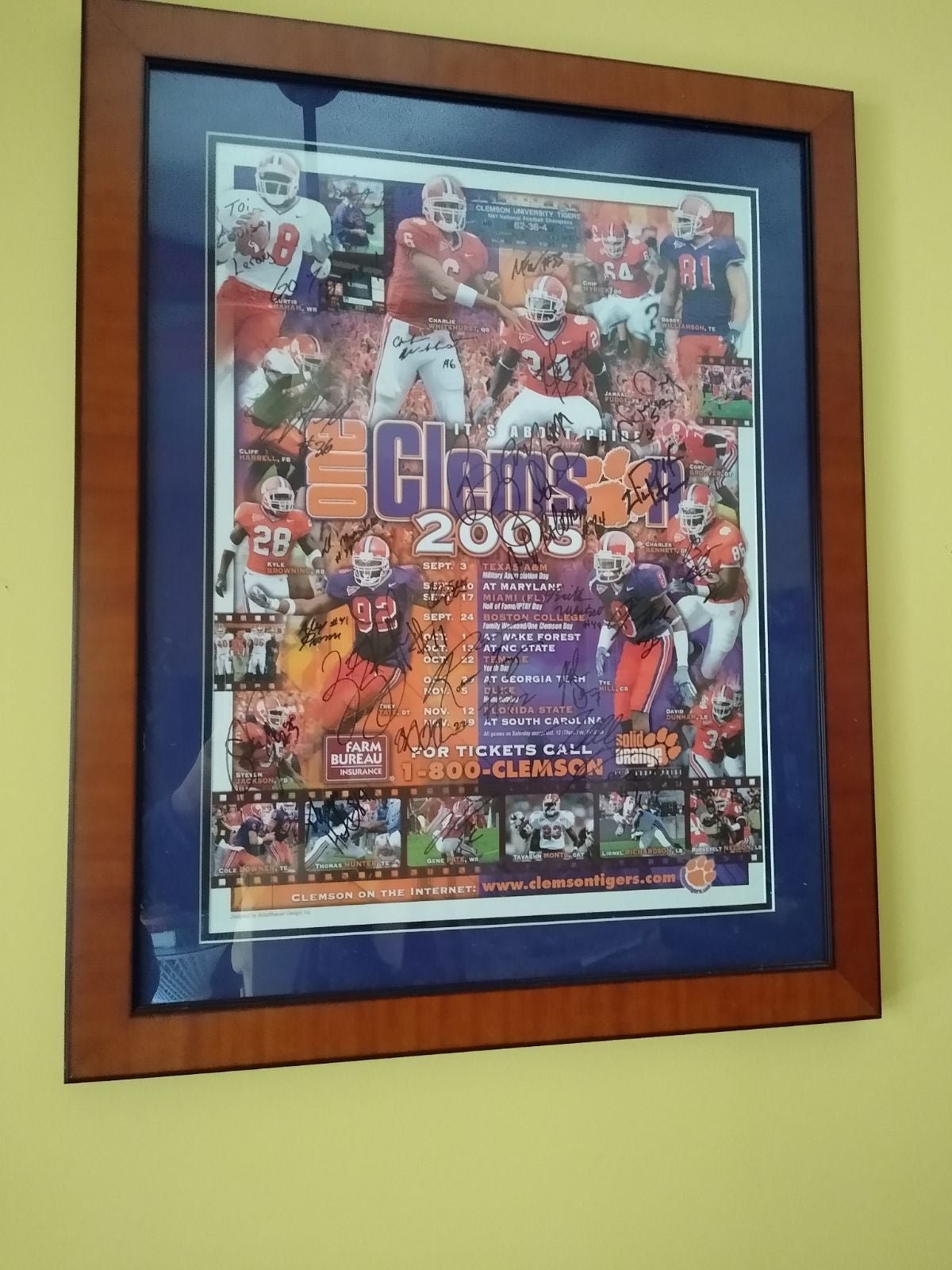 Clemson 2005 framed football poster