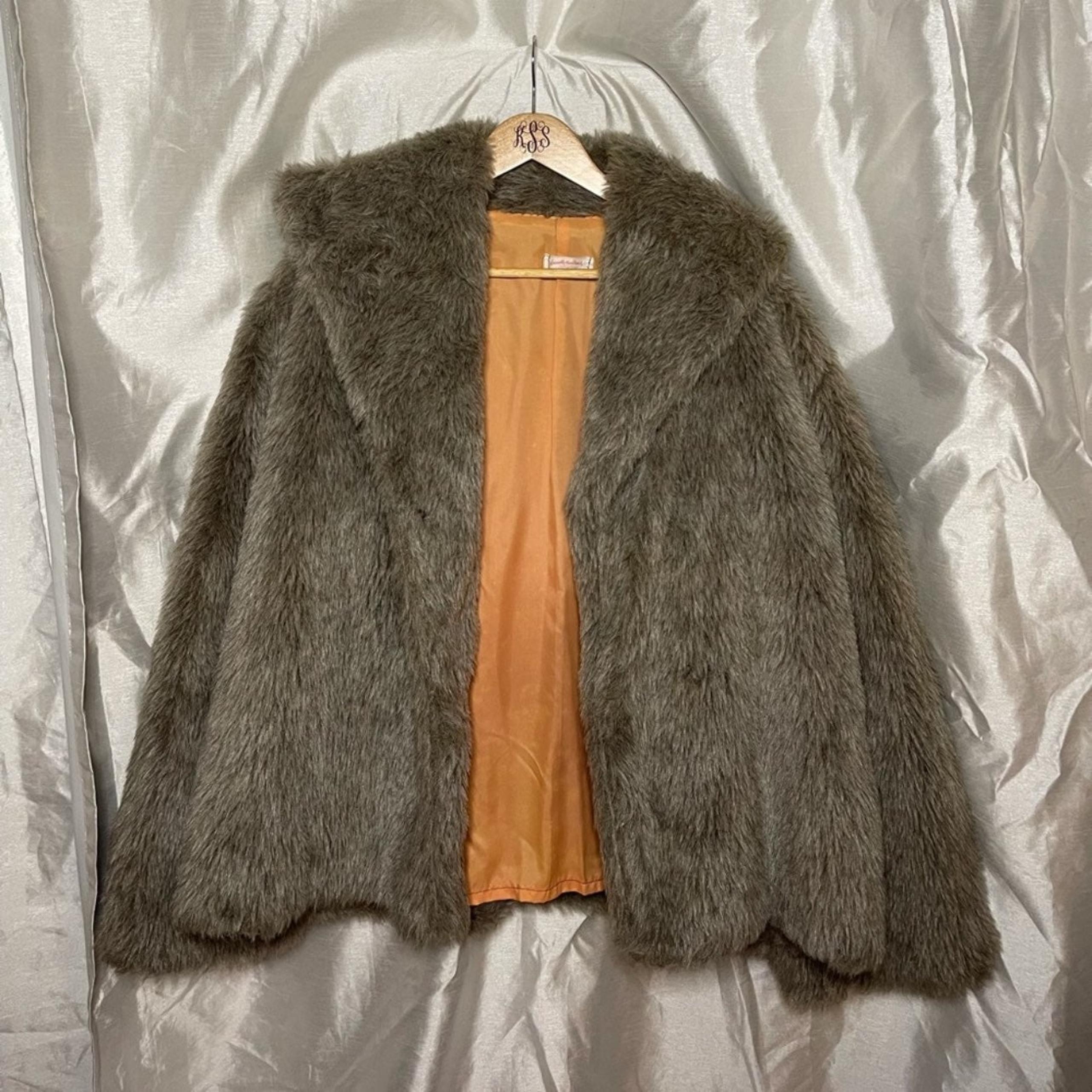 Vintage 1980’s Plus Size Chic Handmade Genuine Real Animal Fur Jacket Pea Coat