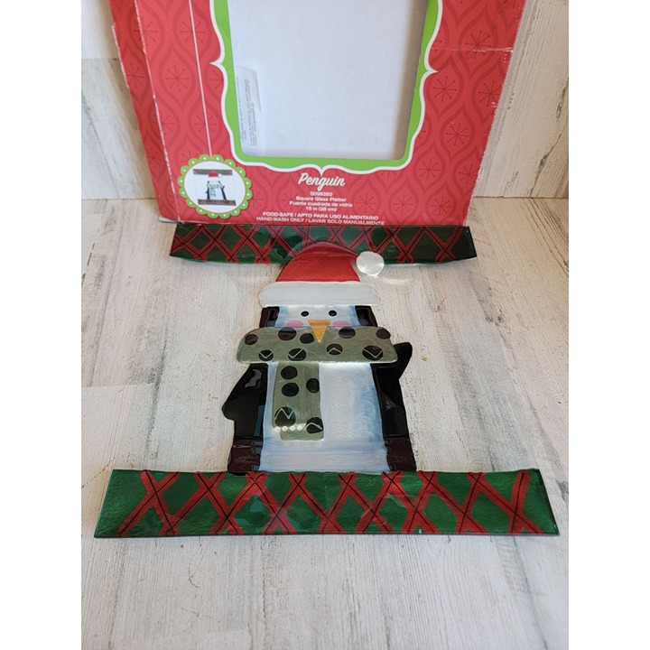 Pfaltzgraff large penguin square platter plate xmas home decor