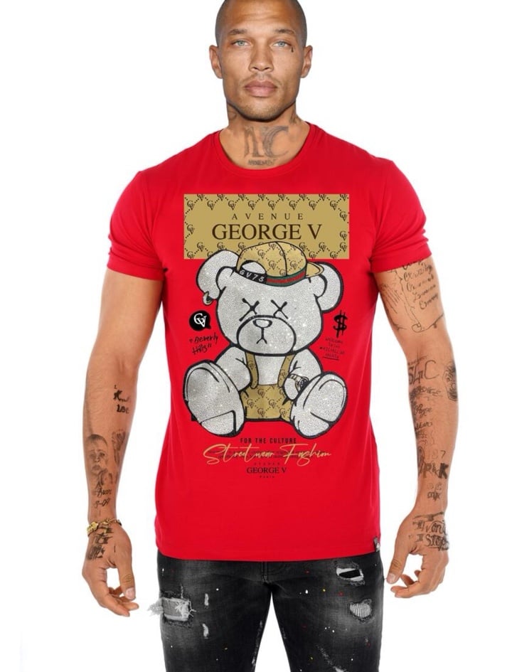 Men’s George V of Paris red designer, authentic T-shirt