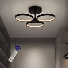 MODERN LED CEILING LIGHT 22W DIMMABLE REMOTE CONTROL MATTE BLACK ALUM 3 CIRCLES