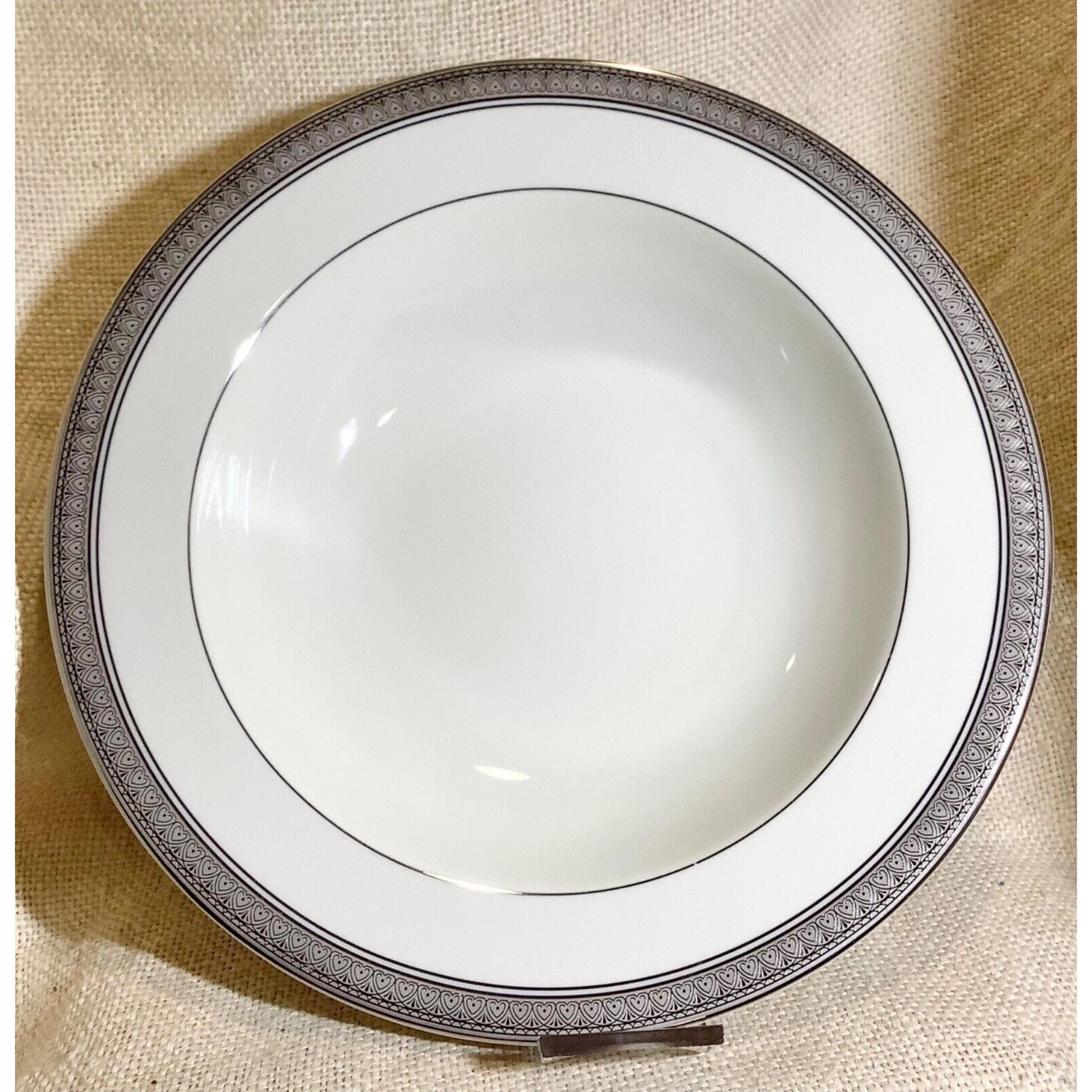 MIKASA Palatial Platinum china silver scroll edge 10 1/4 inch serving bowl dish