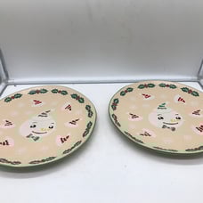 Eli + Ana Ceramic 10in Retro Christmas Snowman Dinner Plate Set of 2 CC02B35028