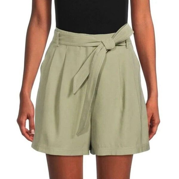 bcbg maxazria Solid Olive Green Rayon Spandex Belt High Rise Shorts Xxs