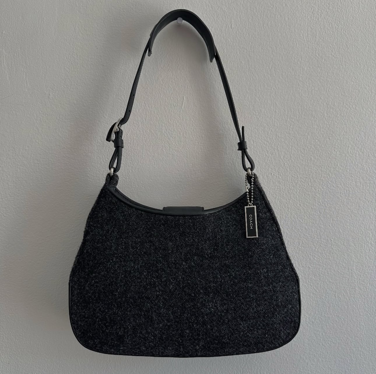 Y2K Coach Black and Grey Tweed Mini Shoulder Purse