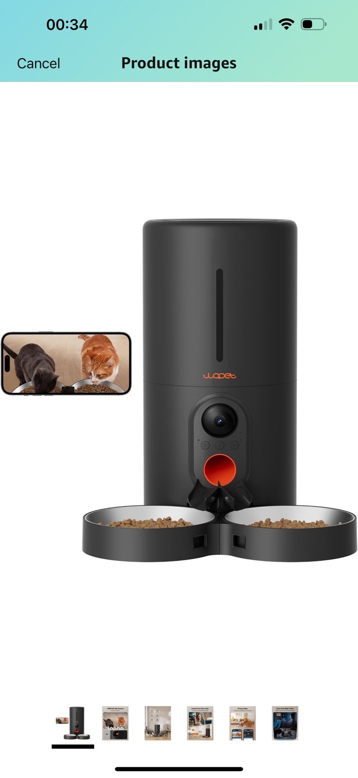 Automatic Cat Feeder with Camera for Two Cats, 1080p HD Automatic Dog Feeder, 5G
