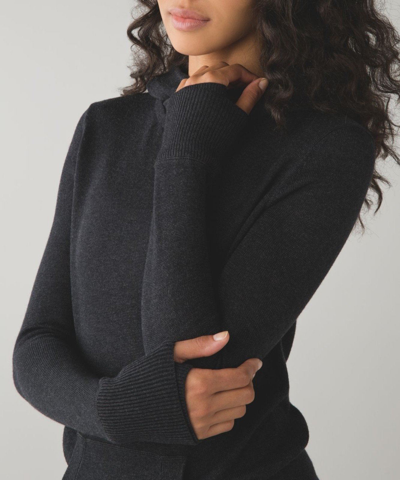 Lululemon Heathered Black Boolux Cashmere Tencel Blend Pullover Hoodie Comfort