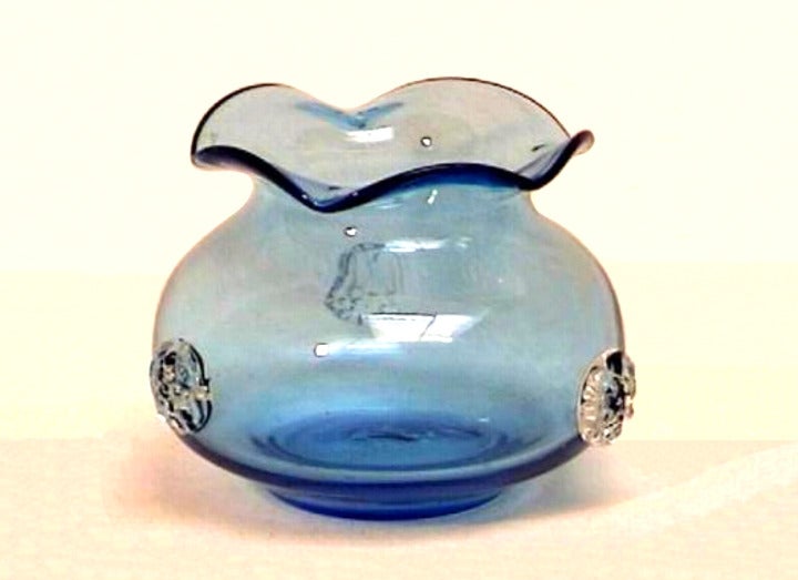 Art Nouveau Hnd Blown Rose Bowl w/Prunts