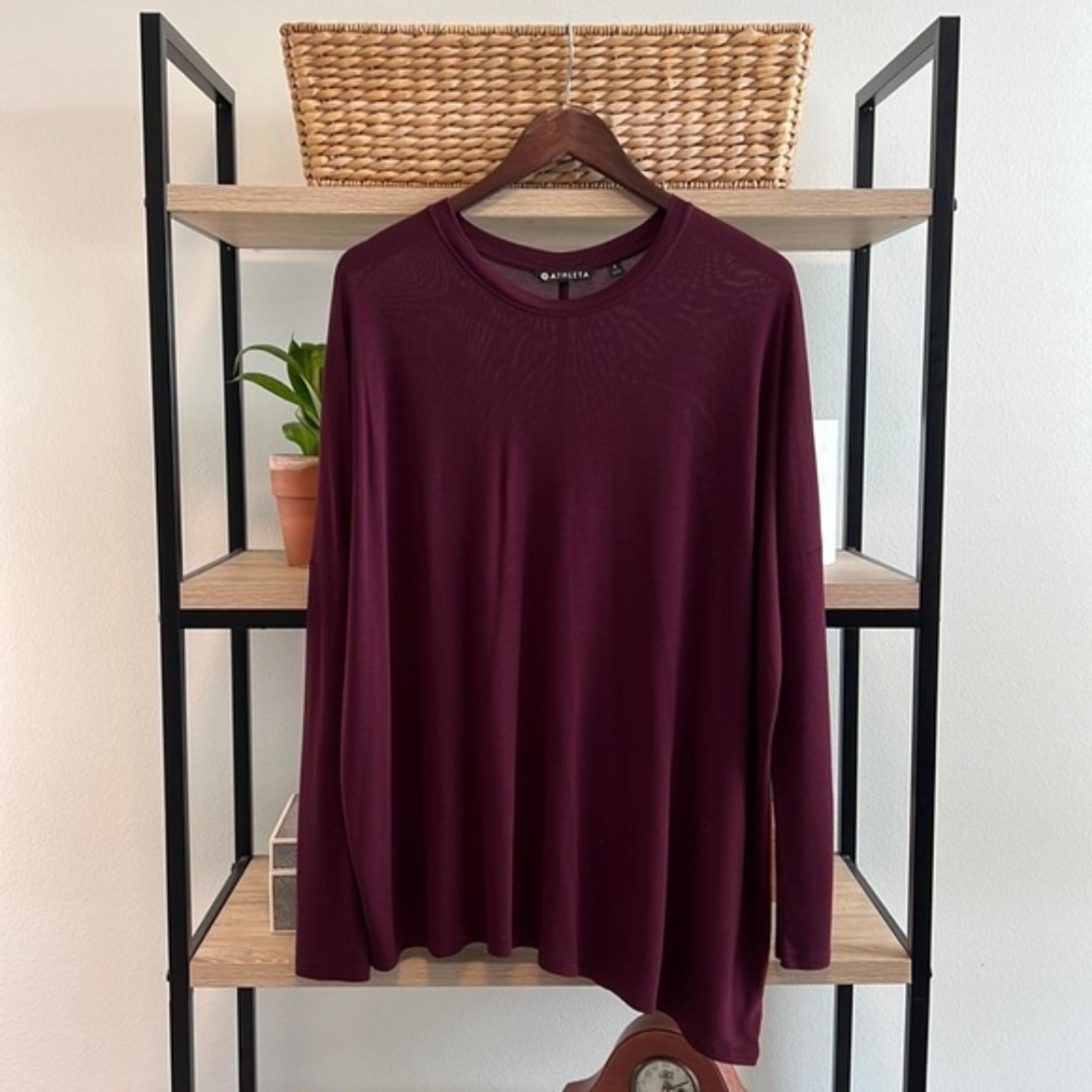 Athleta Crewneck Knit LS Dolman Sleeve Tee/Top, S