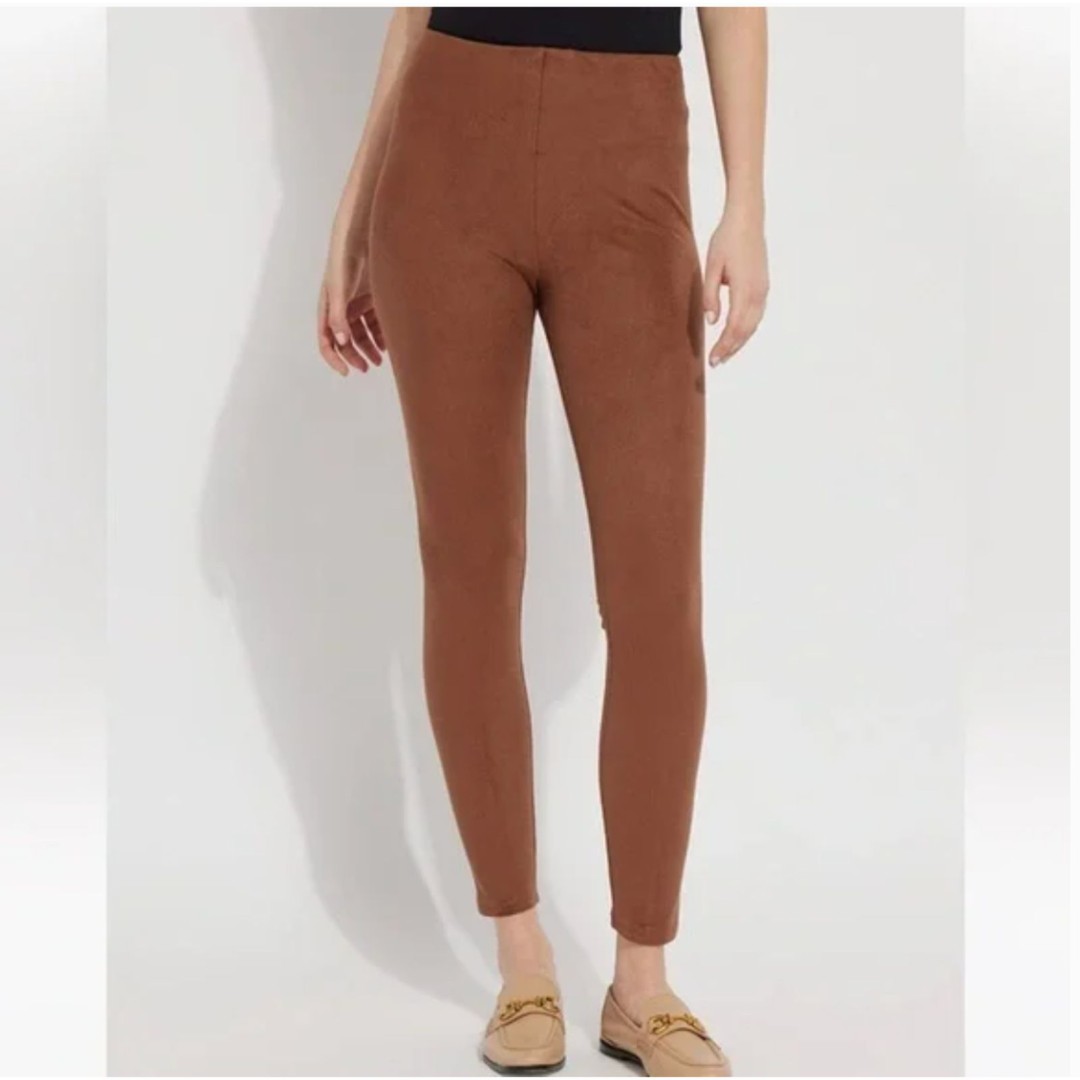 NWT Lysse Buffed Vegan Faux Suede Leggings Brown Slimming Bohemian Size Medium
