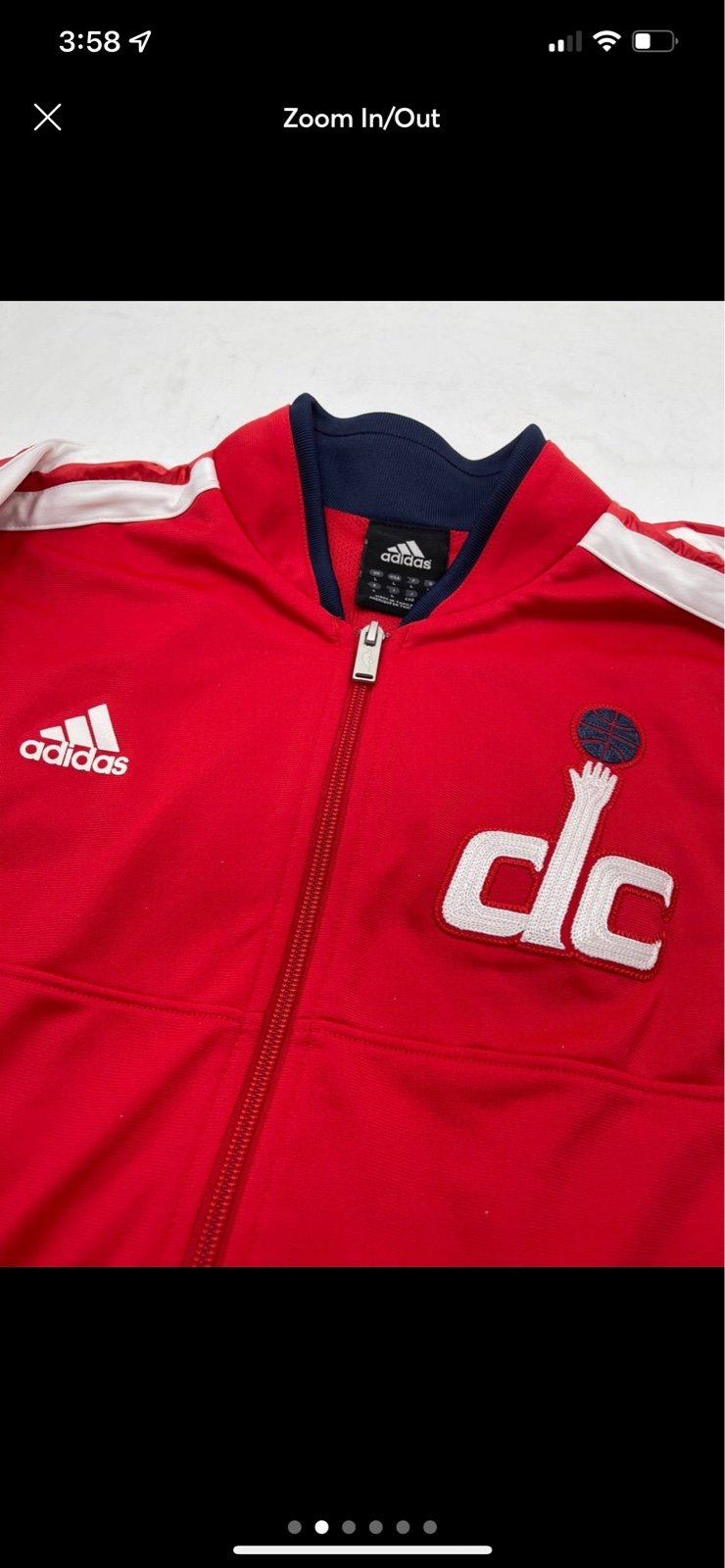 Washington Wizards Adidas Warm Up Jacket Red Size Large Mens