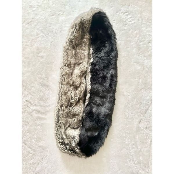 Faux fur Scarf reversible - black and shades of brown
